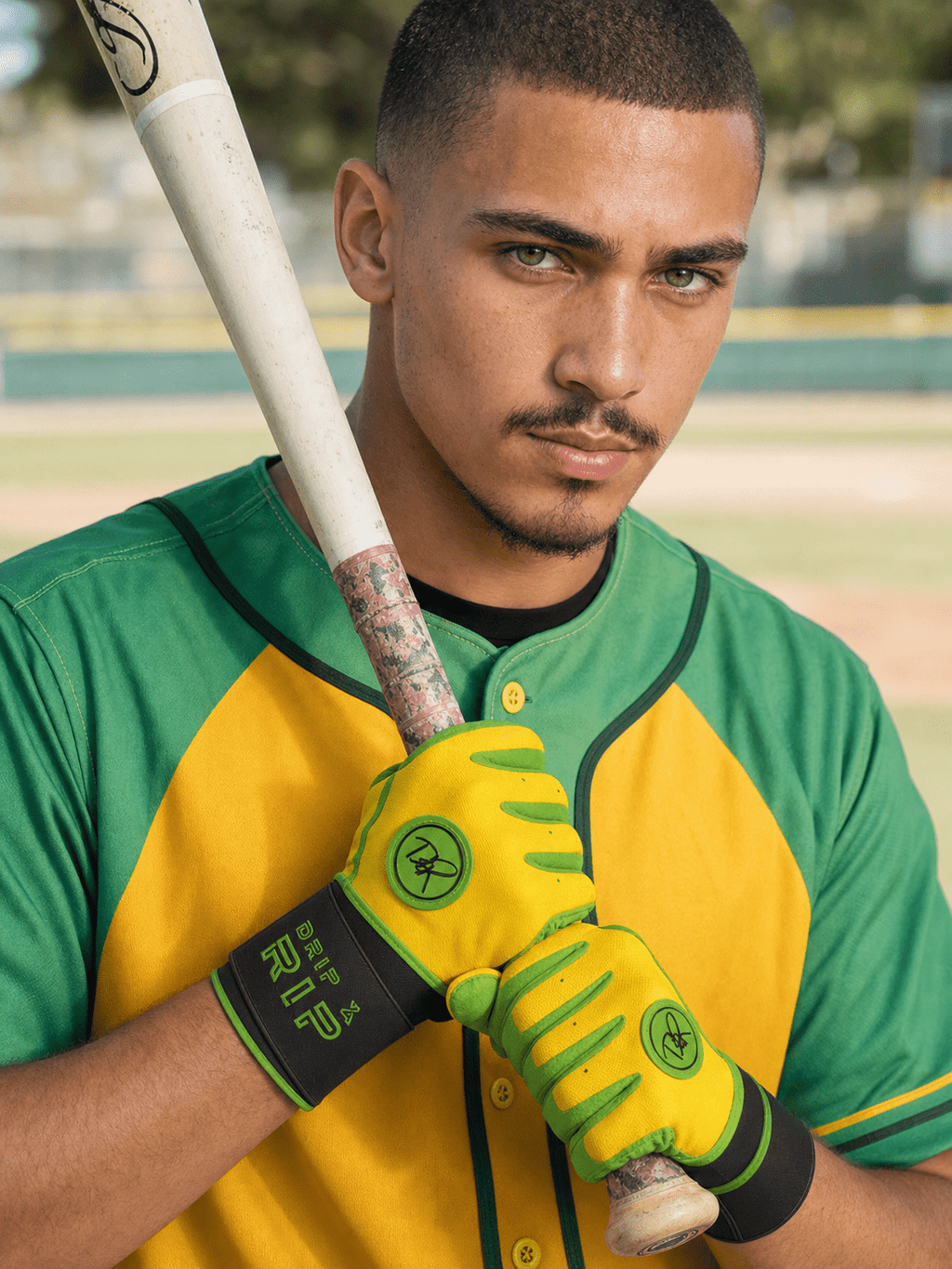 Drip & Rip™ 'Baller' Series Premium Leather Long Cuff Batting Glove Limelight