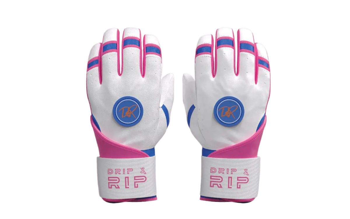Drip & Rip™ 'Baller' Series Premium Leather Long Cuff Batting Glove South Beach Smoke